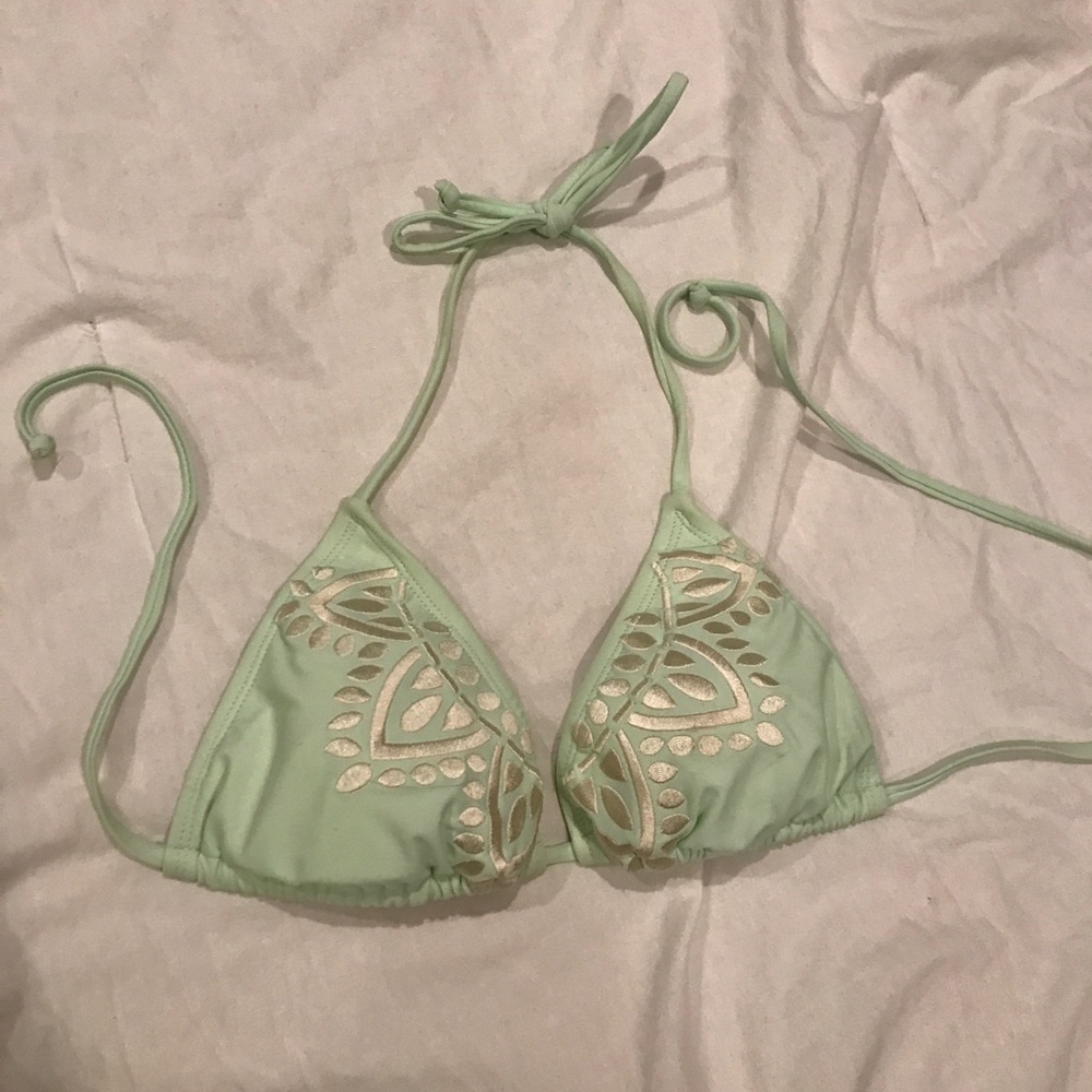 Never worn sea foam green embroidered bikini top